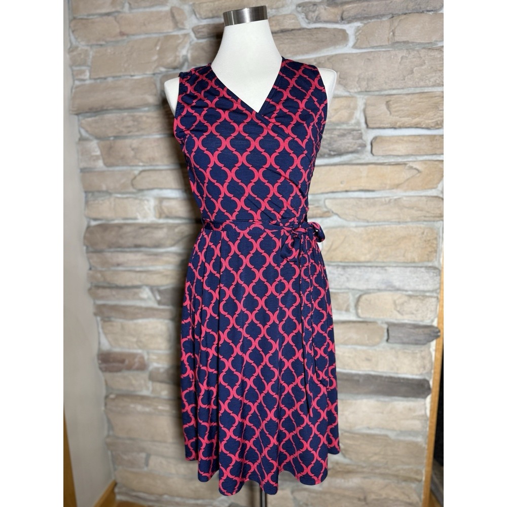 NEW Mix By 41 Hawthorn Stitch Fix Sz M Kassidy Faux Wrap Navy Red Print Dress